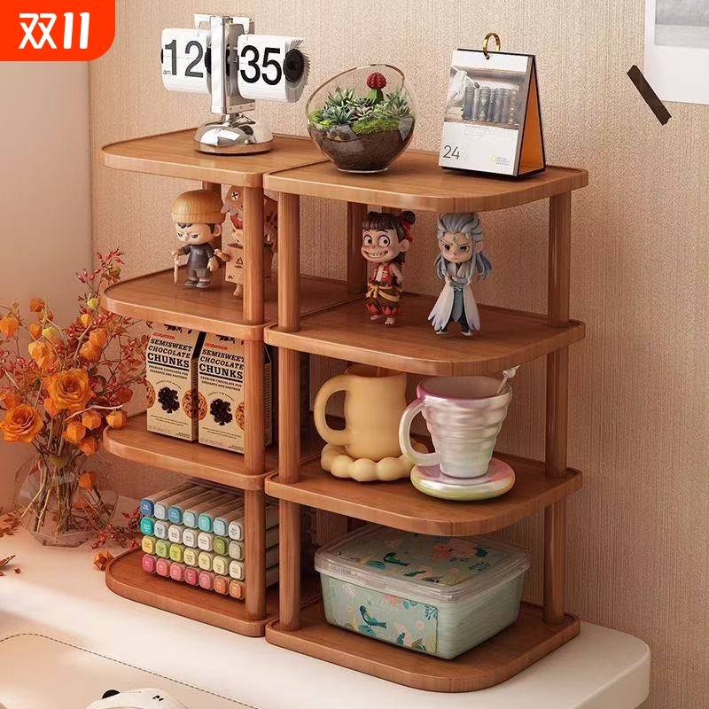 桌面置物架多层办公桌上转角整理架儿童小型收纳架子客厅台面靠墙