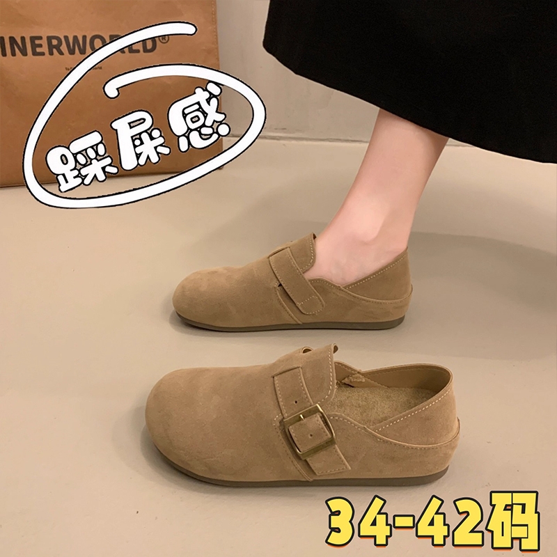 大码女鞋勃肯鞋41到43女2025秋季新款一脚蹬懒人鞋防滑软底孕妇鞋