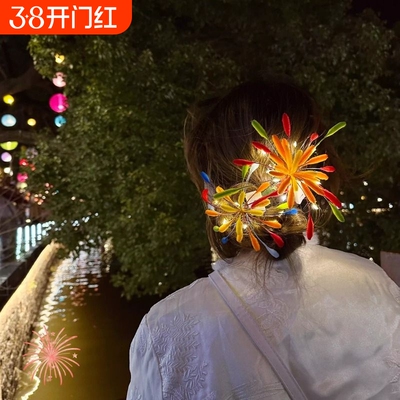 跨年超出片~烟花发卡发饰侧边夹新年装饰2026元旦跨年装饰扭扭棒