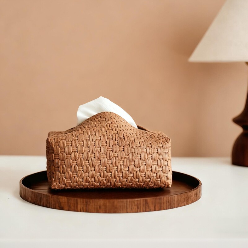 复古轻奢编织纸巾盒客厅餐厅茶几藤编纸抽盒车载家用高颜值抽纸盒