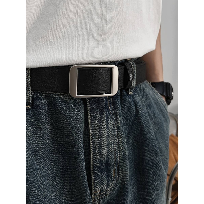 爱马男仕懒人免打孔腰带男女通用简约无孔皮带牛仔裤腰带ins韩版