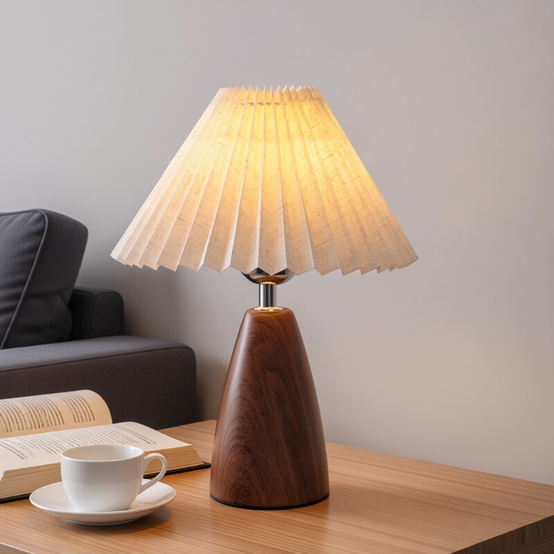 台灯床头灯卧室百褶复古北欧书房起夜夜灯温馨浪漫桌面装饰氛围感