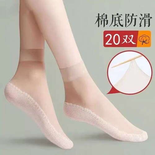 丝袜防勾丝短丝袜夏季薄款肉色袜子夏天天鹅绒女士短袜防滑棉底