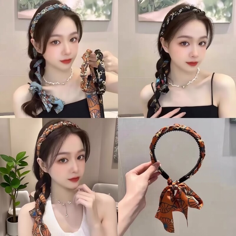 复古链条编发发箍一体式带飘带头箍高级感发带女绑发压发发卡头饰