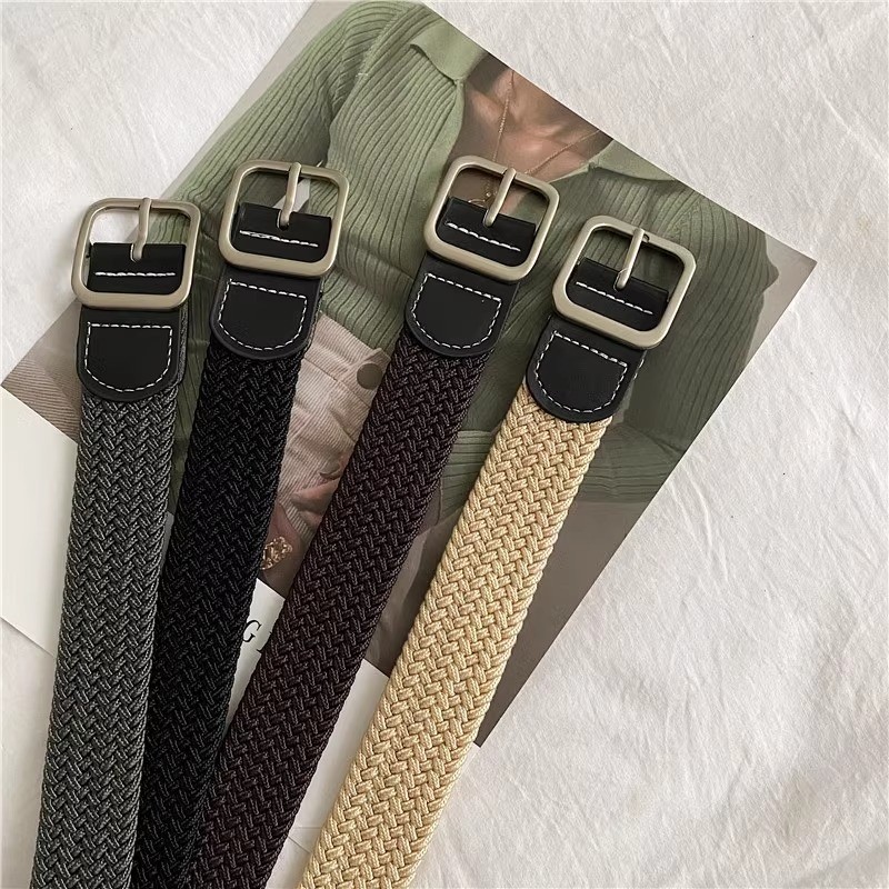 2025编织皮带女无孔裤带男新款潮年轻人弹力帆布腰带休闲运动松紧