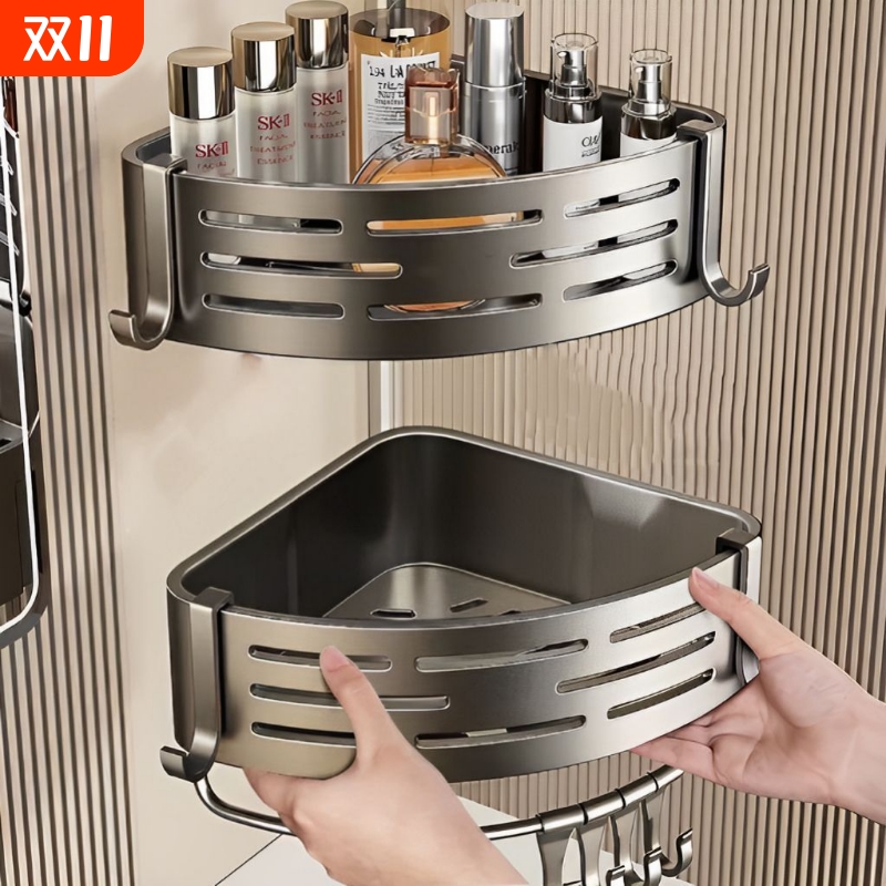 卫生间浴室架子置物架三角壁挂式免打孔厕所洗手洗澡间淋浴房收纳