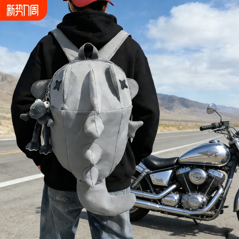 骑行双肩包男背包机车头盔包全盔半盔书包女黑色户外防水平板登山