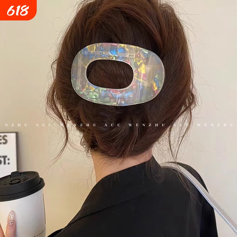 不硌头鲍鱼抓夹女圆形扁平后脑勺盘发夹扎发弧形马尾夹发卡发饰品