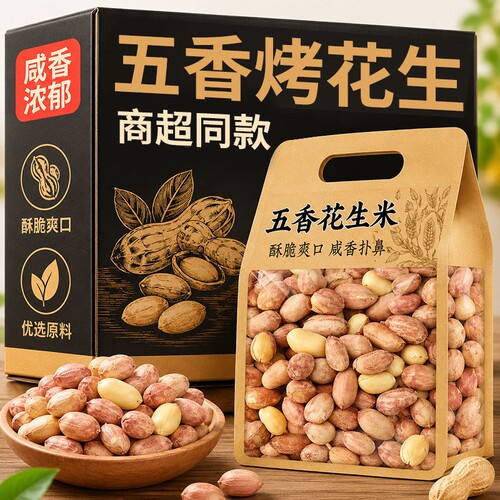 农科院！正宗五香烤花生去皮脱油