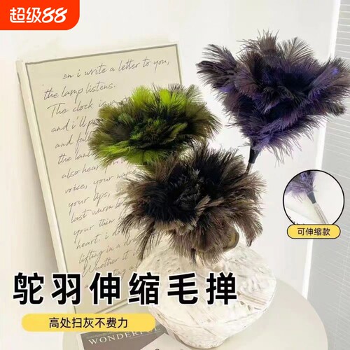 鸵鸟毛掸子可伸缩除尘掸