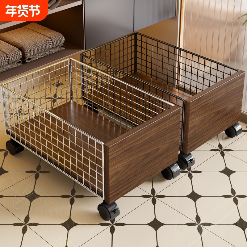 浴室柜下脏衣篓带轮可移动推车卫生间洗衣篮轻奢家用脏衣服收纳筐