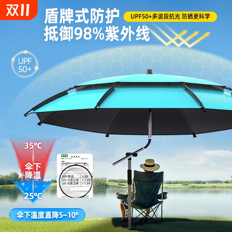 钓鱼伞新款户外专用大钓伞2025雨伞拐杖防晒沙滩遮阳伞钓箱暴雨