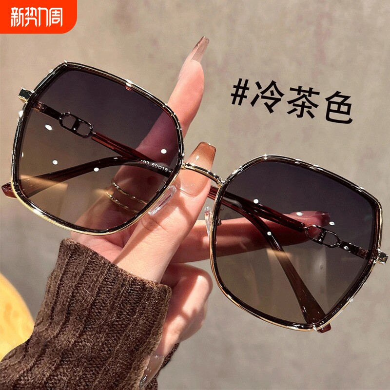 2026新款大框偏光墨镜女款适合方圆脸闪粉设计太阳镜防晒防紫外线