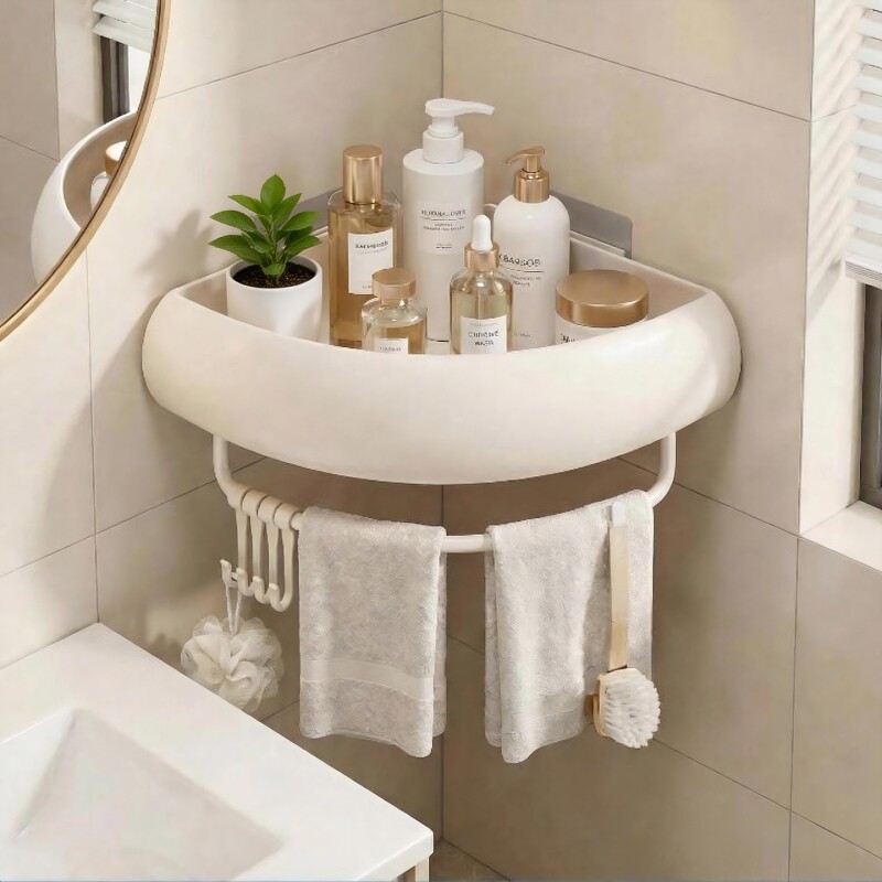 浴室三角架卫生间置物架免打孔厕所转角收纳架洗漱用品沥水架吸盘