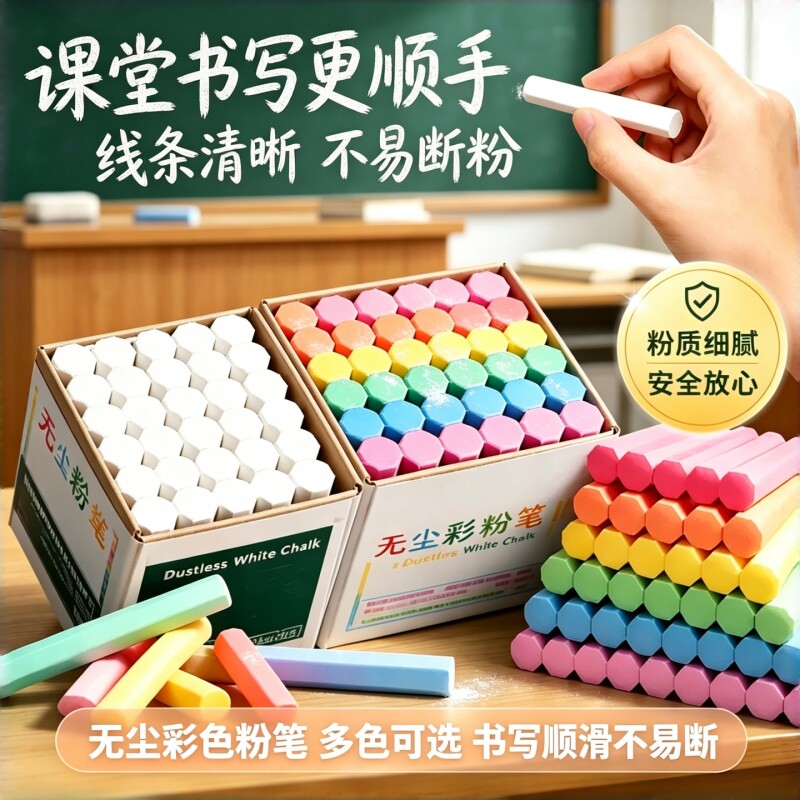 无尘彩色白色粉笔不脏手图片