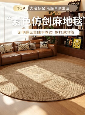 圆形地毯2026新款卧室客厅高级感衣帽间地垫仿剑麻书房沙发椅子垫
