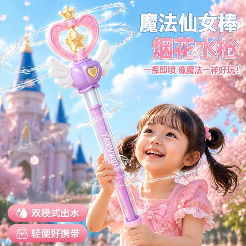 2026新款仙女魔法棒烟花水枪儿童玩具呲喷水装备宝宝公主女孩礼物