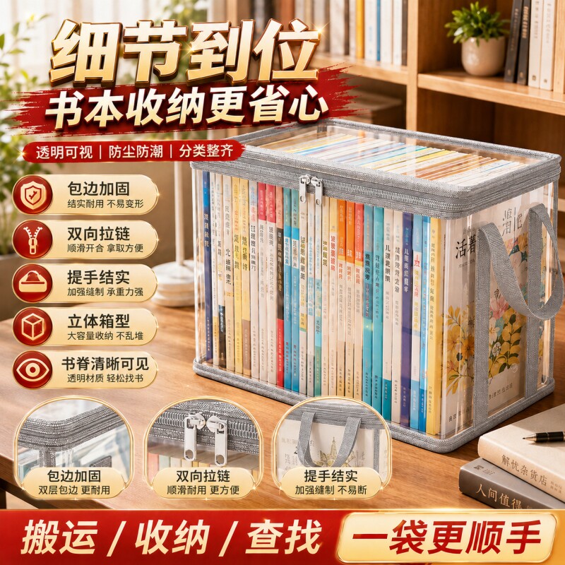 书本收纳箱防尘袋透明收纳袋折叠图片