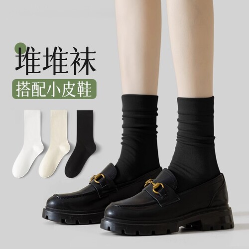 堆堆袜子女款夏薄款中筒袜2026新款爆款女士月子吸汗透气白色长袜