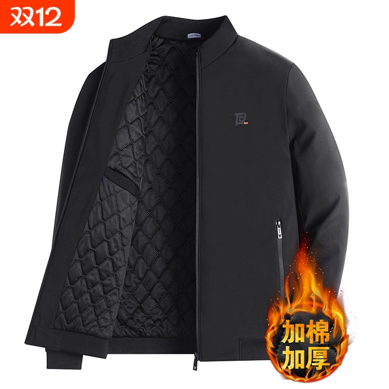 中年爸爸冬款立领加绒棉衣夹克