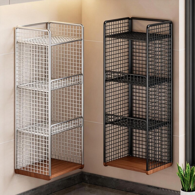 厨房置物架壁挂免打孔葱姜蒜蔬菜调味料放置架无需安装香料储物架