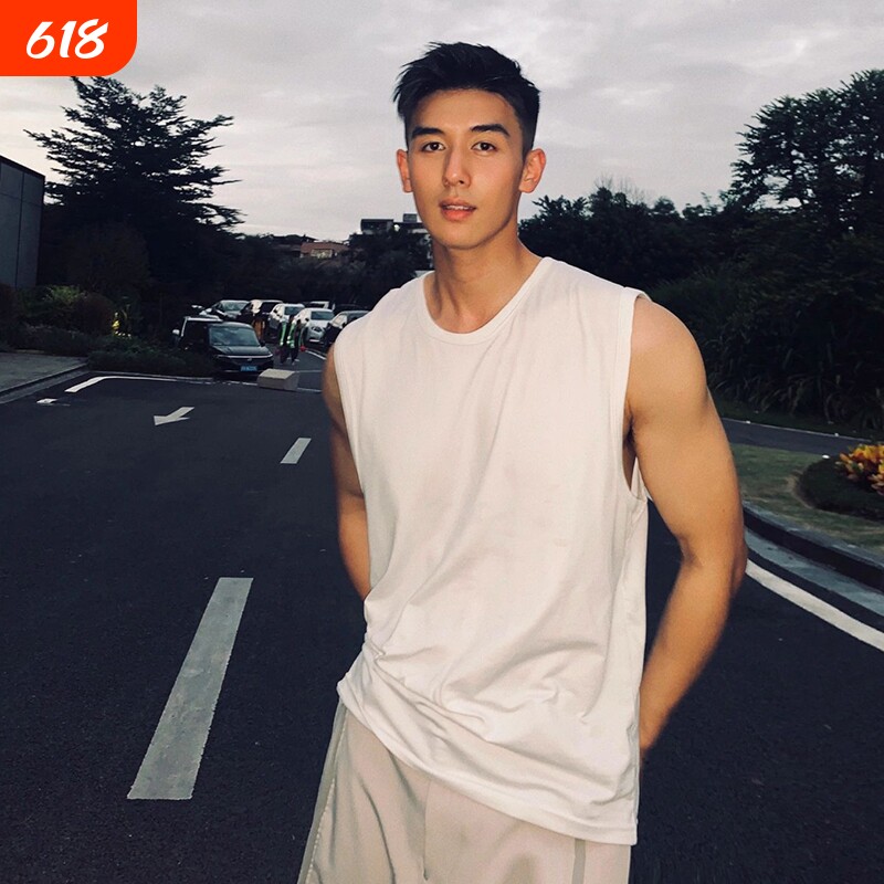 新款无袖纯棉背心男生夏季宽松美式休闲运动坎肩无袖t恤篮球健身