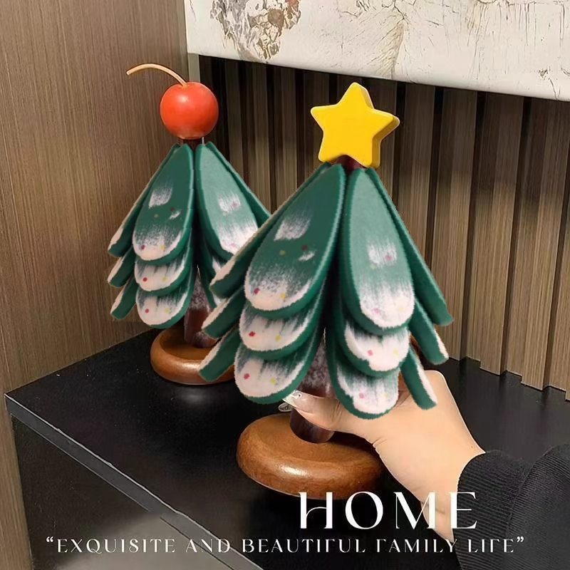 高级感圣诞树隔热垫一棵树实木餐桌创意摆件小树防烫杯垫锅垫餐具
