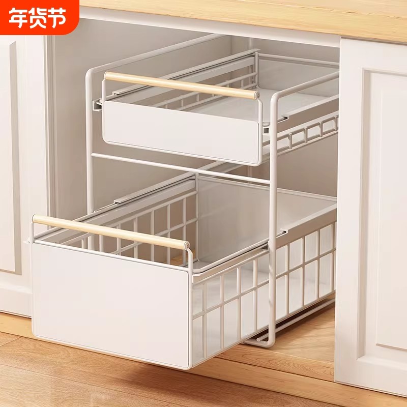 分层厨房抽拉式置物架橱柜拉篮调料收纳架下水槽免安装柜内双层,厨房/烹饪用具,厨房置物架/置物柜/角架,淘宝优惠券,粉丝福利购,淘宝优惠卷