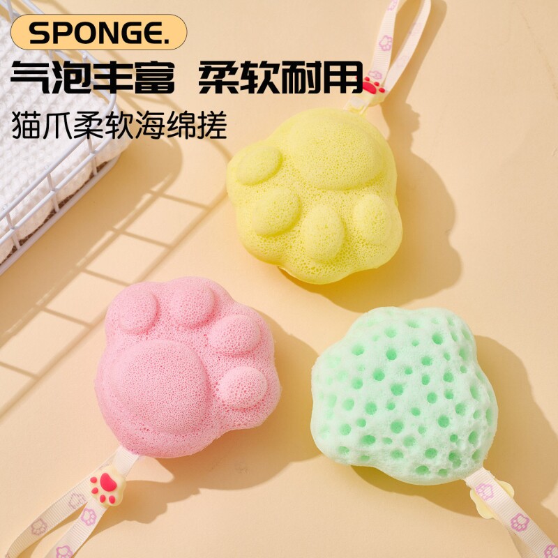猫爪沐浴球超柔软蜂窝浴花球儿童宝宝洗澡起泡海绵女高档不散搓澡