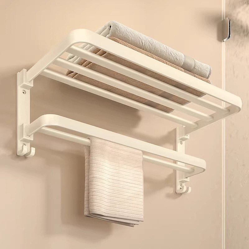 风毛巾架子卫生间免打孔壁挂置物架浴室毛巾卫浴收纳挂架浴巾折叠
