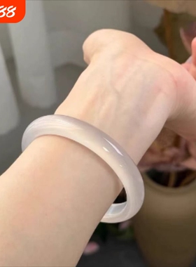 高冰荔枝冻手镯女天然玛瑙玉髓冰种白透紫玉石镯子正品礼物送女友