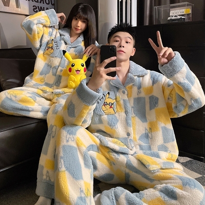 珊瑚绒情侣睡衣秋冬家居服