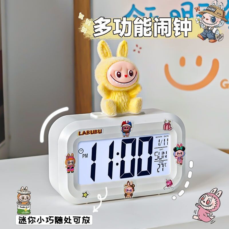 可爱闹钟迷你夜光台钟多功能新款静音学生桌面钟表时钟起床上学