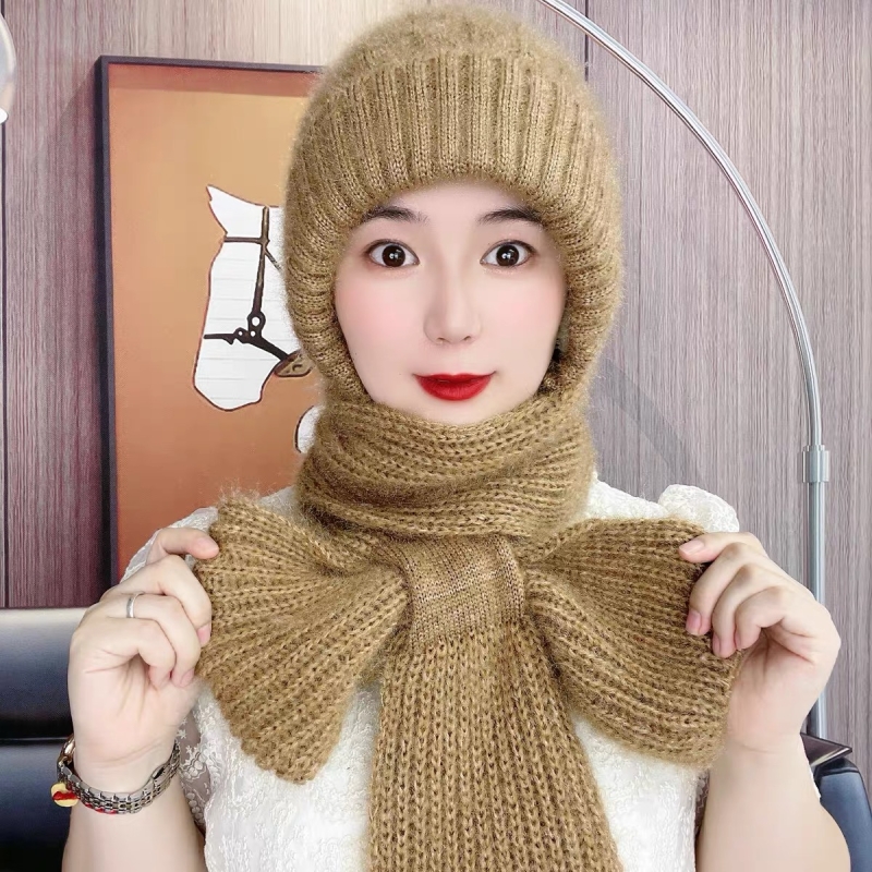 松鼠绒加厚帽子围巾|千人加购