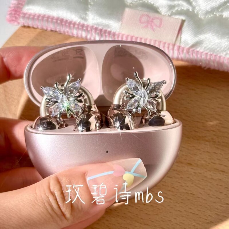 精致时尚百搭蝴蝶锆石耳机夹夹扣适用于freeclip耳机diy装饰流苏