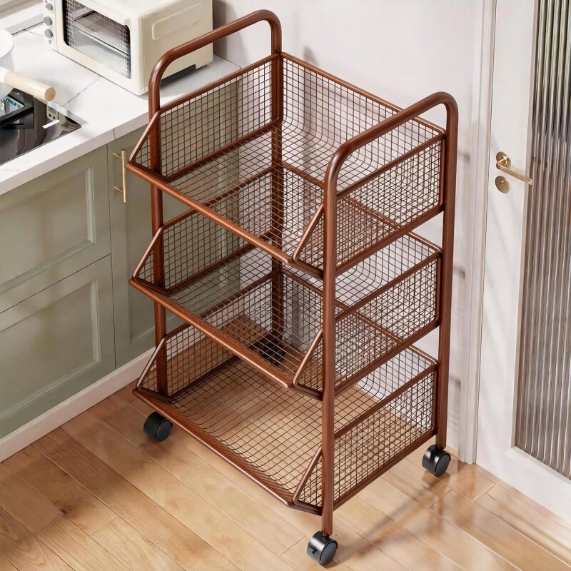 厨房蔬菜置物架落地多层家用夹缝果蔬收纳筐窄缝网格果蔬菜储物架