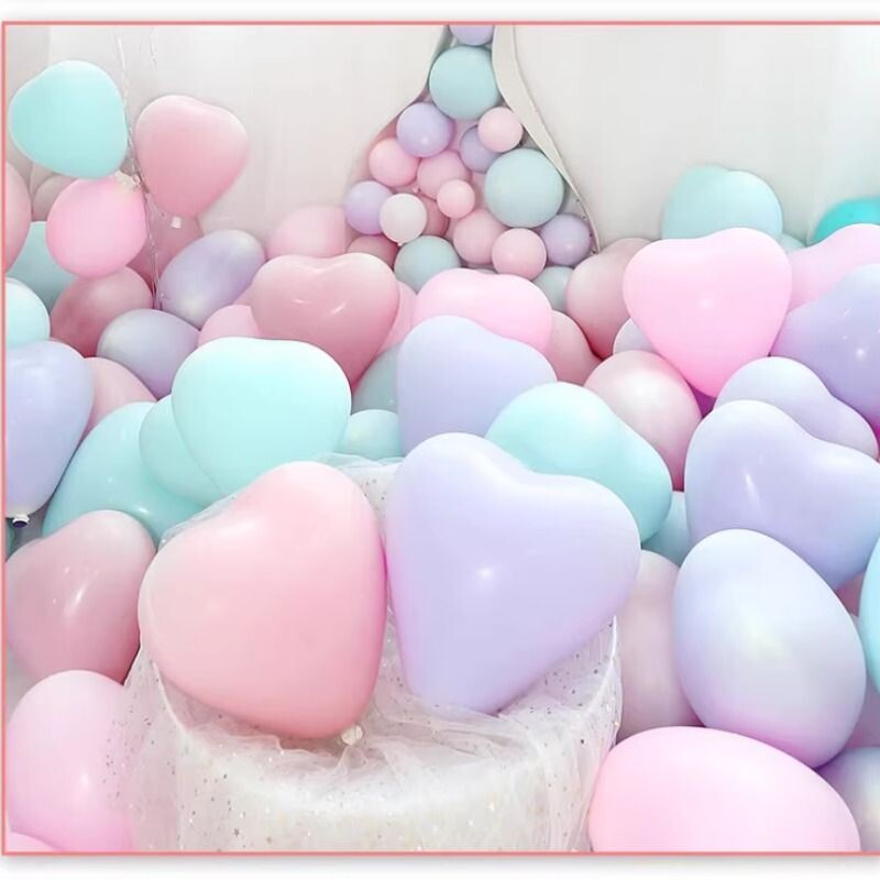 心形马卡龙气球儿童女生装饰氛围生日布置场景爱心无毒乳胶室内