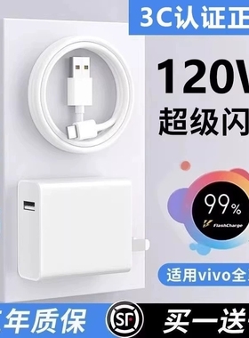 适用vivo原装充电器120W线极速闪充X50X30X60pro手机S7eS9e充电插头原正品适用iQOONeo双引擎快充头套装typec