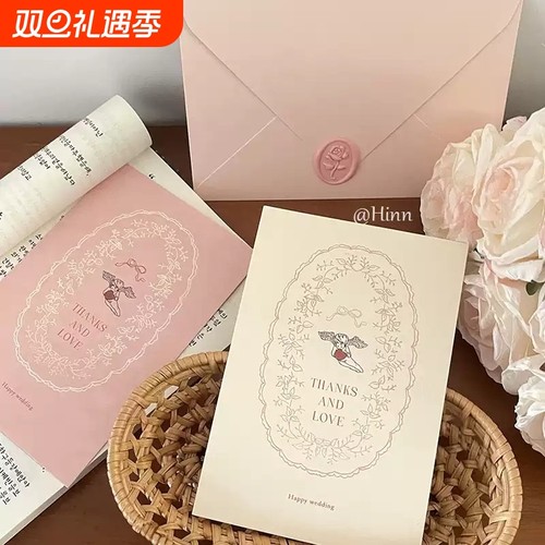 Hinn丘比特Thanks and love明信片原创ins新婚祝福伴手礼贺卡鲜花