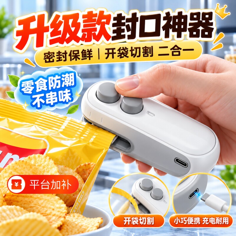 真空封口机小型家用手压式封口器迷你便携零食塑料袋热密封机神器