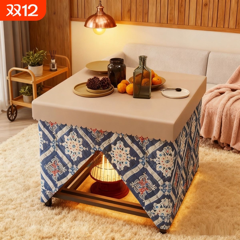 烤火桌子新款家用2025冬天烤火炉取暖桌冬季全套折叠正方形烤火架