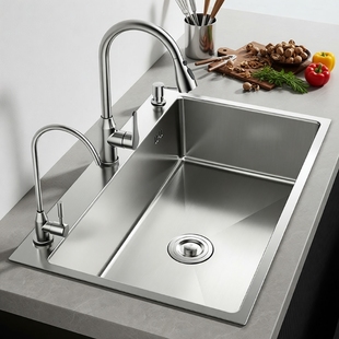 手工sus304不锈钢水槽厨房大双槽加厚洗碗池家用洗菜盆台下盆台面