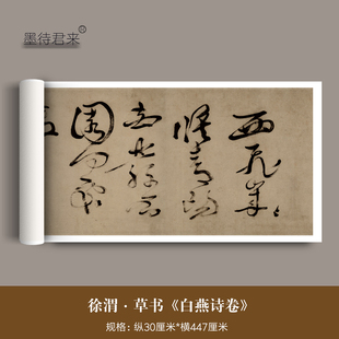 徐渭草书《白燕诗卷》高清微喷原大复制品草书法毛笔临摹字帖长卷