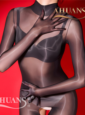 爱幻丝姬性感全身紧身衣油亮连体丝袜油光黑丝蝉翼丝女连身袜