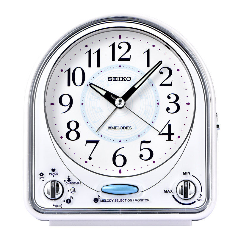 SEIKO JAPAN 세이코 18 음악 음소거 조절 가능한 볼륨 스누즈 어린이와 학생을위한 빛나는 야간 조명 알람 시계