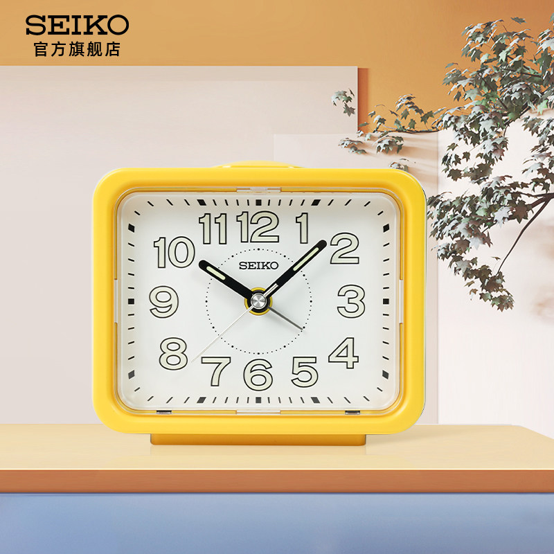 新款SEIKO日本精工电子时钟桌面摆台式小闹钟电池夜光儿童闹表图片