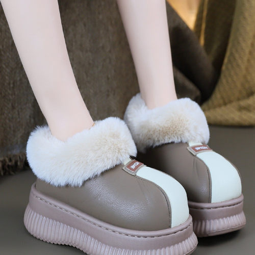 保暖防滑外穿棉拖包跟