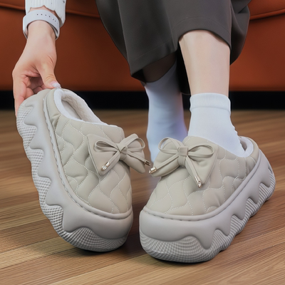 PU棉拖鞋女士秋冬季2025新款防水保暖加绒室内居家厚底棉拖鞋包跟