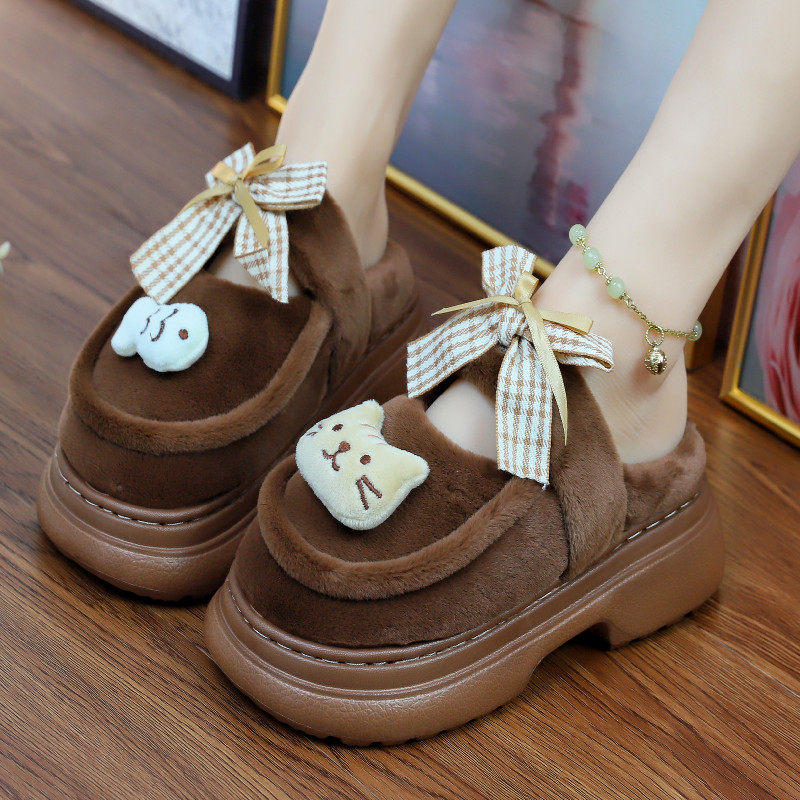 卉兹沐高跟厚底月子棉拖鞋女新款秋冬季可爱卡通毛绒居家保暖防滑,女鞋,包头拖,淘宝优惠券,粉丝福利购,淘宝优惠卷