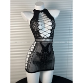 FUNNY KITTEN性感连体网衣紧身镂空包臀裙制服辣妹连体丝袜套装